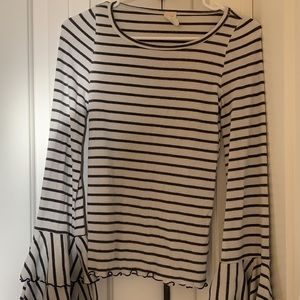 Free People Striped Bell Sleeve Top